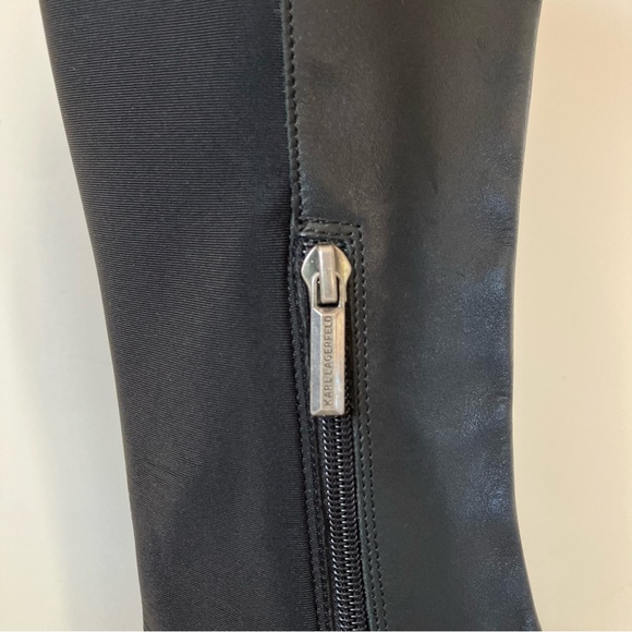 Karl Lagerfeld Paris Milla Rhinestone Embellished Tall Leather Riding Boots 9.5 - Picture 7 of 11